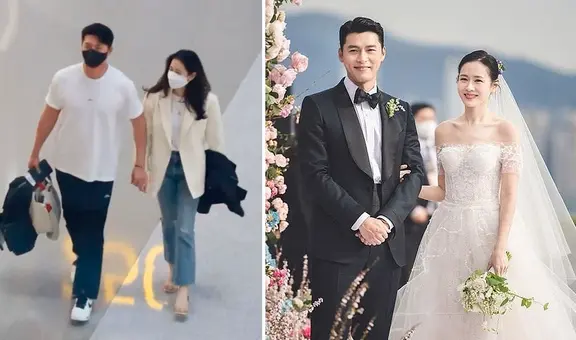 Hyun Bin y Son Ye Jin viajan a su luna de miel: fotos y videos de su paso por el aeropuerto