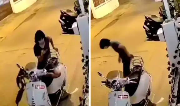 Travieso perrito aprovecha que joven está distraído con su celular y le roba la sandalia