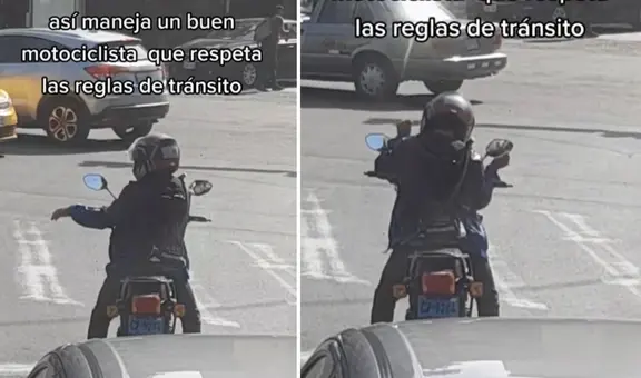 Hombre es captado bailando en su moto mientras espera que cambie la luz del semáforo
