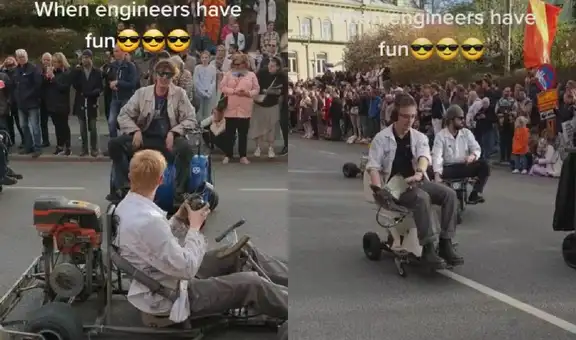 Estudiantes de Ingeniería sorprenden con creativos automóviles para concursar en un pasacalle