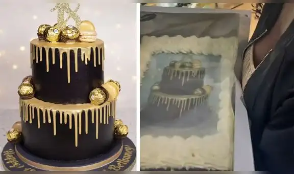 Pide una torta de 3 pisos, pero recibe una hoja impresa del pastel de cumpleaños deseado