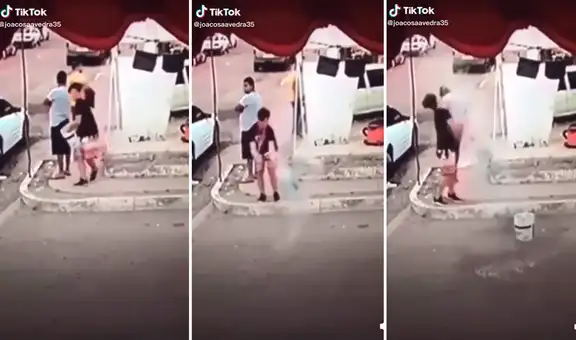 Joven quiso lanzar balde lleno de agua a la pista, pero no predijo lo que le sucedería 