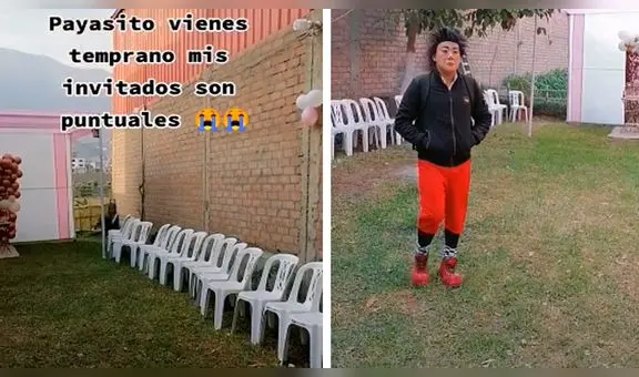 Payasito llega puntual a fiesta de cumpleaños, pero no encuentra a ningún invitado