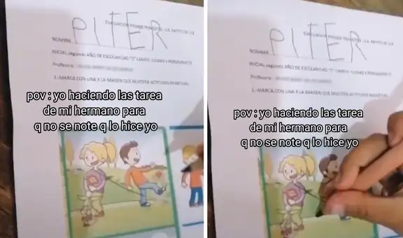 Joven hizo la tarea de su hermano menor y profesores reaccionan en los comentarios