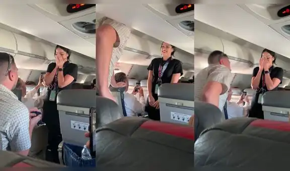 Joven sorprende al pedirle matrimonio a azafata en pleno vuelo
