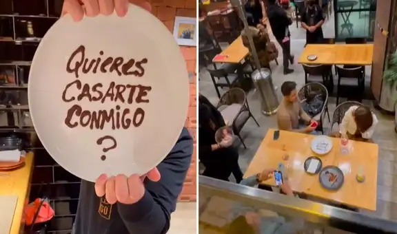 Esconde propuesta de matrimonio en el postre de su novia y la sorprende con romántica pedida