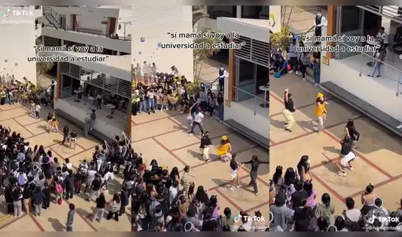 Jóvenes se lucen en reto de baile a ritmo de reggaetón dentro de la Universidad Católica 