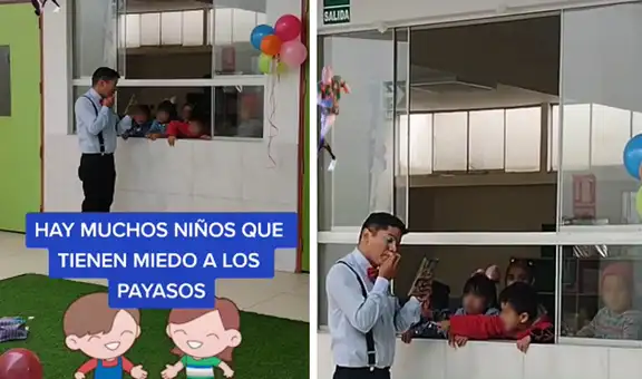 Payasito se maquilla frente a los niños antes de su show para evitar que le tengan miedo