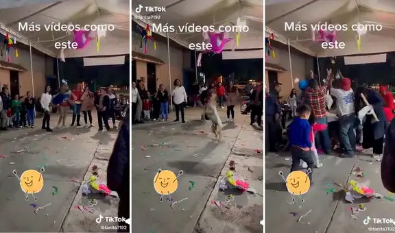 Travieso perrito destroza una piñata durante la celebración de un cumpleaños