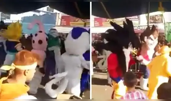 Orquesta toca tema de Dragon Ball y hacen bailar a muñecos de Gokú, Vegeta, Freezer y Bills