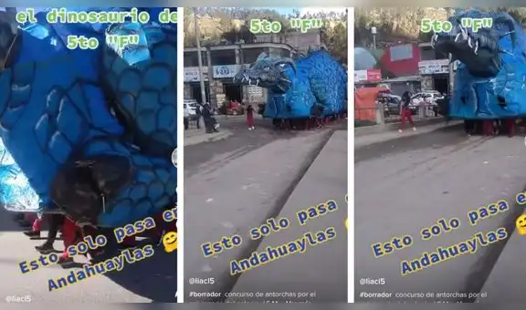 Video de escolares movilizando dinosaurio gigante se viraliza en TikTok
