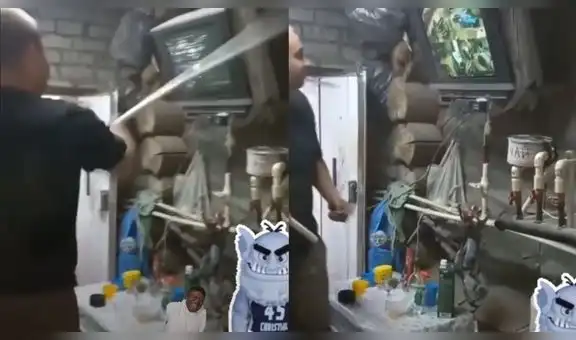 Televisor antiguo no funciona y hombre lo ‘arregla’ dándole unos golpes con un palo
