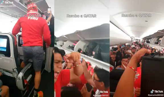 Peruanos arman la verdadera fiesta al ritmo de cumbia en pleno viaje a Qatar