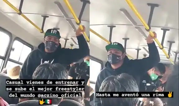 ¡Cómo en los viejos tiempos! Captan a Aczino ‘carreando’ en un micro de México