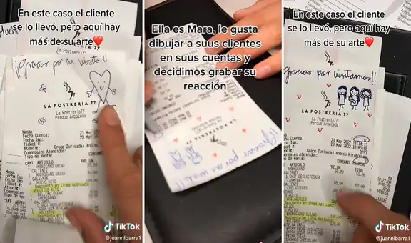 Camarera dibuja y deja tiernos mensajes en los recibos para que sus clientes se vayan felices