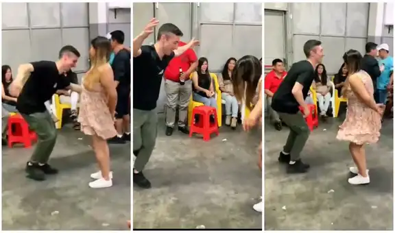 Italiano enamorado del Perú asiste a una fiesta y lo hacen zapatear al ritmo de huaylas