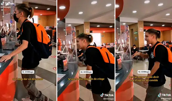 El rap del pollo: joven recita en un KFC y cajera le brinda comida gratis