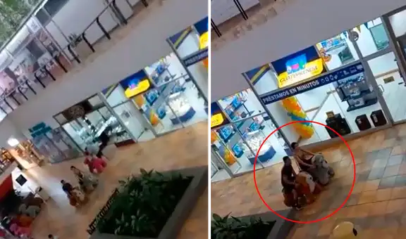 Pareja recuerda su infancia con tierno paseo sobre animalitos eléctricos en centro comercial