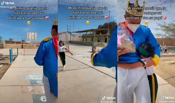 Padre se viste de príncipe para sorprender a su hija en el colegio y ella se emociona