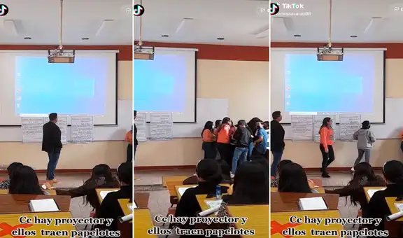 Alumnos exponen con papelógrafos en lugar de diapositivas y cautivan las redes