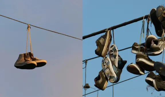 ¿Qué significa las zapatillas colgadas en el cableado de luz?