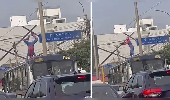 Transeúntes captan al ‘Hombre Araña’ bailando pole dance en techo de autobús