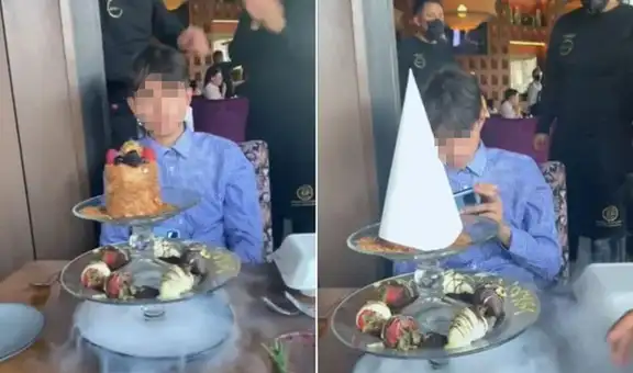 Niño sorprende con su reacción poco alegre mientras le dan una sorpresa por su cumpleaños