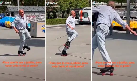 Adulto mayor es sensación en redes al manejarse a la perfección sobre patines