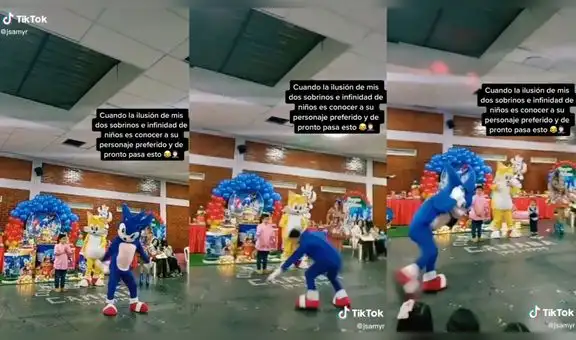 Joven vestido de Sonic arruina la infancia de los niños al revelar su identidad en show infantil
