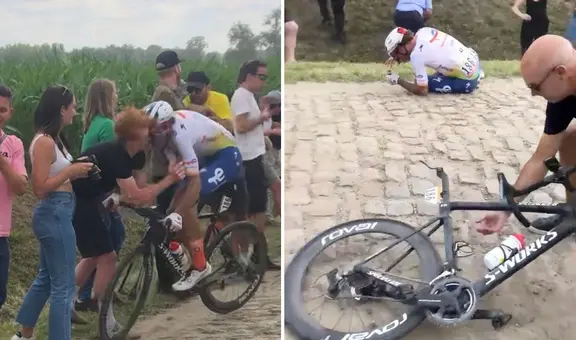 Ciclista del Tour de France se rompe el cuello tras chocar con un fan y aun así termina la carrera