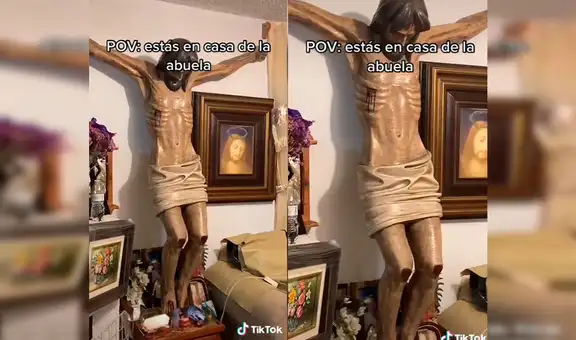 Joven visita a su abuela y se sorprende al ver imagen gigante de Cristo en la sala