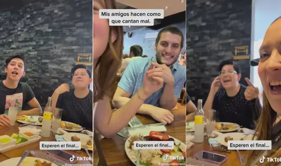 Sorprenden a su amiga al cantarle las mañanitas como todos unos profesionales en un restaurante