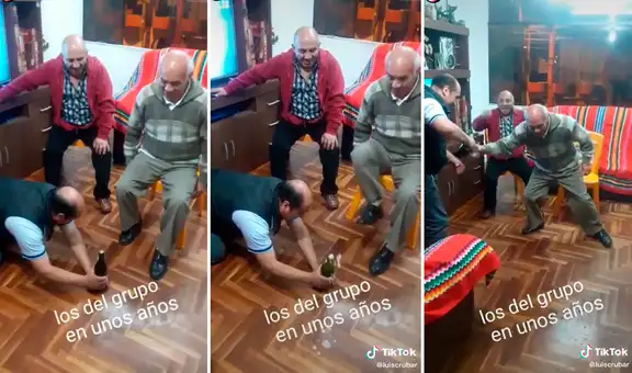 Adulto mayor logra destapar una botella de cerveza con el pie y celebra de emoción