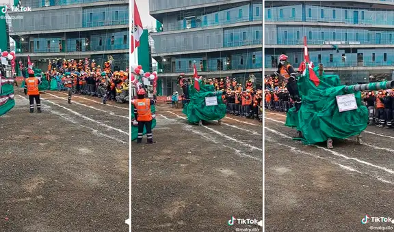 Albañiles son sensación en redes al realizar ‘Parada Militar’ a su propio estilo