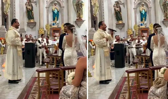 Sacerdote ‘mariachi’ canta una romántica ranchera frente a los novios antes de casarlos