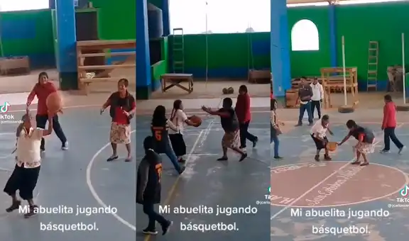 Abuelita sorprende con su talento para jugar basket como una profesional y encestar con mucho estilo