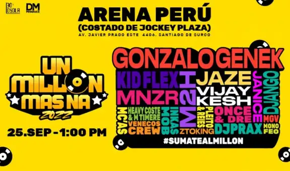 Un Millón Más Na: Gonzalo Genek, Jaze, M2h y todos los artistas que se presentarán en el festival