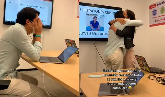 Joven asiste a una reunión de emergencia en su trabajo, pero recibe una gran sorpresa