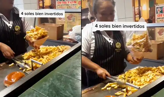 Ambulante se hace viral por vender contundente cantidad de papas en una hamburguesa a solo S/ 4