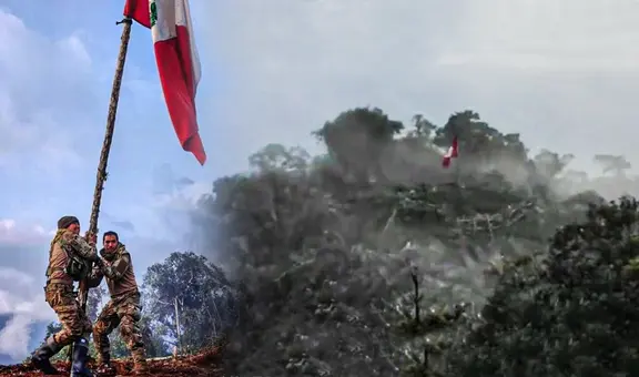 La emotiva imagen de 2 militares izando la bandera peruana tras atacar campamento narcoterrorista