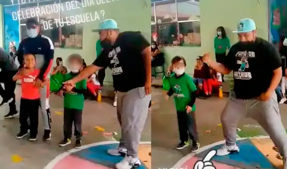 Padre sorprende en el colegio de su hijo al sacar los pasos prohibidos frente a los asistentes