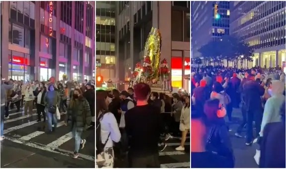 Peruanos toman las calles de Nueva York para pasear al Señor de los Milagros