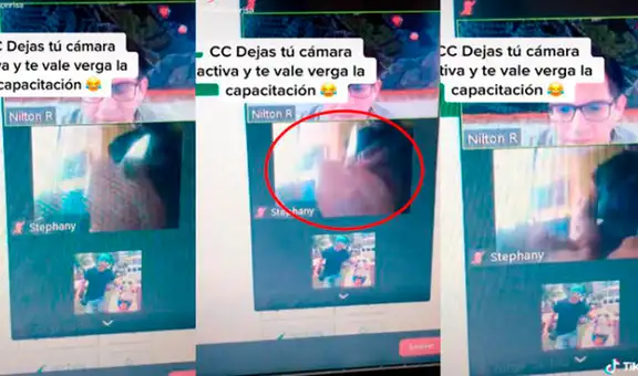 Mujer se olvidó de apagar su cámara en clase y es captada cortando pollo por todo su salón