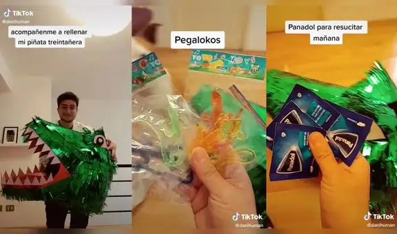 Joven realiza fiesta con piñata llena de chicles antiguos, pegalocos y pastillas para dolor de cabeza