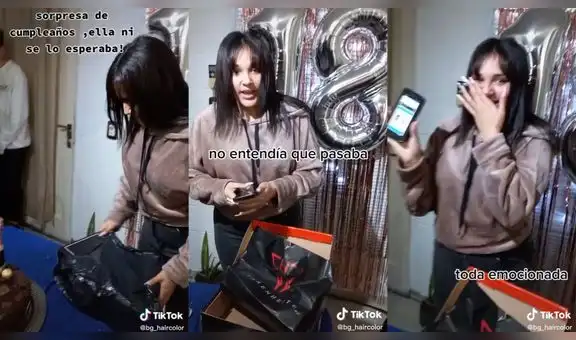 Mujer cree que la trolean con regalo de cumpleaños, pero se emociona al ver su verdadero presente
