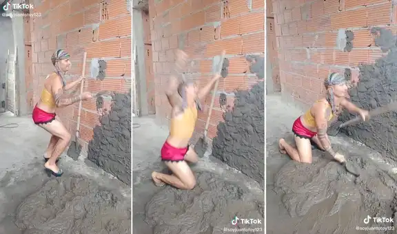 Albañil se pone unos tacones y baila al ritmo de Bad Bunny mientras trabaja en una obra