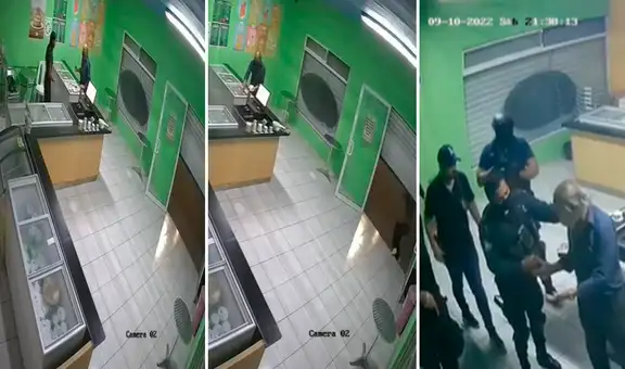 Hombre ingresa a robar un negocio y trabajadora lo deja encerrado