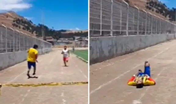 Atleta presume que va a ganar la carrera, pero se cae antes de llegar a la meta y pierde