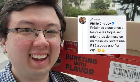 Phillip Chu Joy regala papas a miembros de mesa y promete dar PlayStation 5 en las próximas elecciones