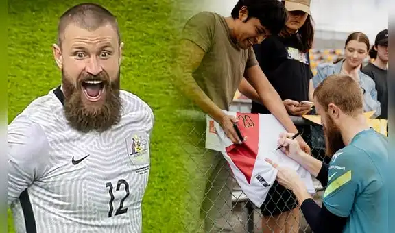 Andrew Redmayne, portero de Australia, firma camiseta de la selección peruana: “Tu papá”
